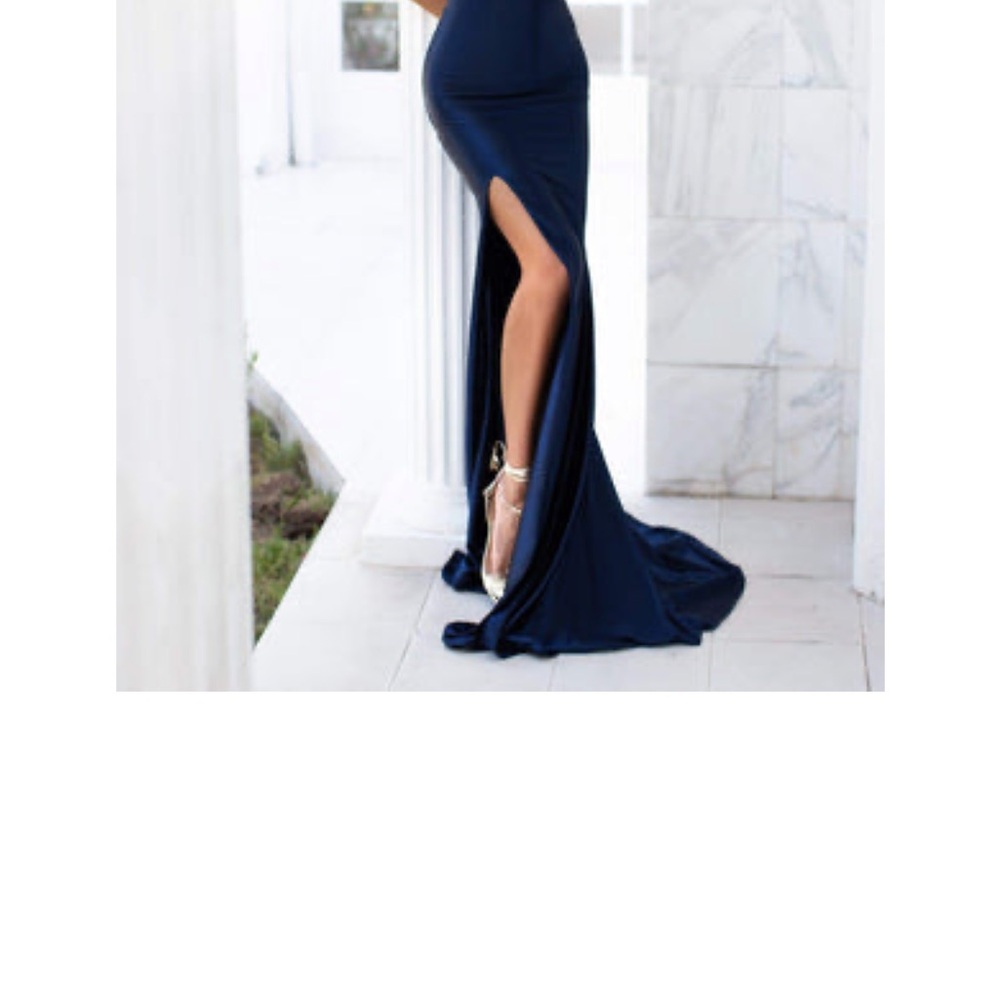 Alamour The Label Midnight Blue Maxi Skirt with High Thigh Slit